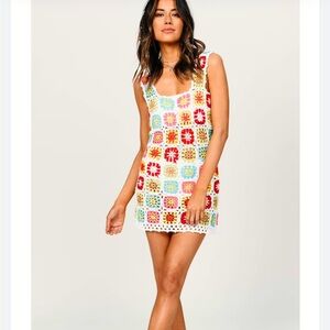 Beach Riot JAMES DRESS TROPICAL SUNSET CROCHET